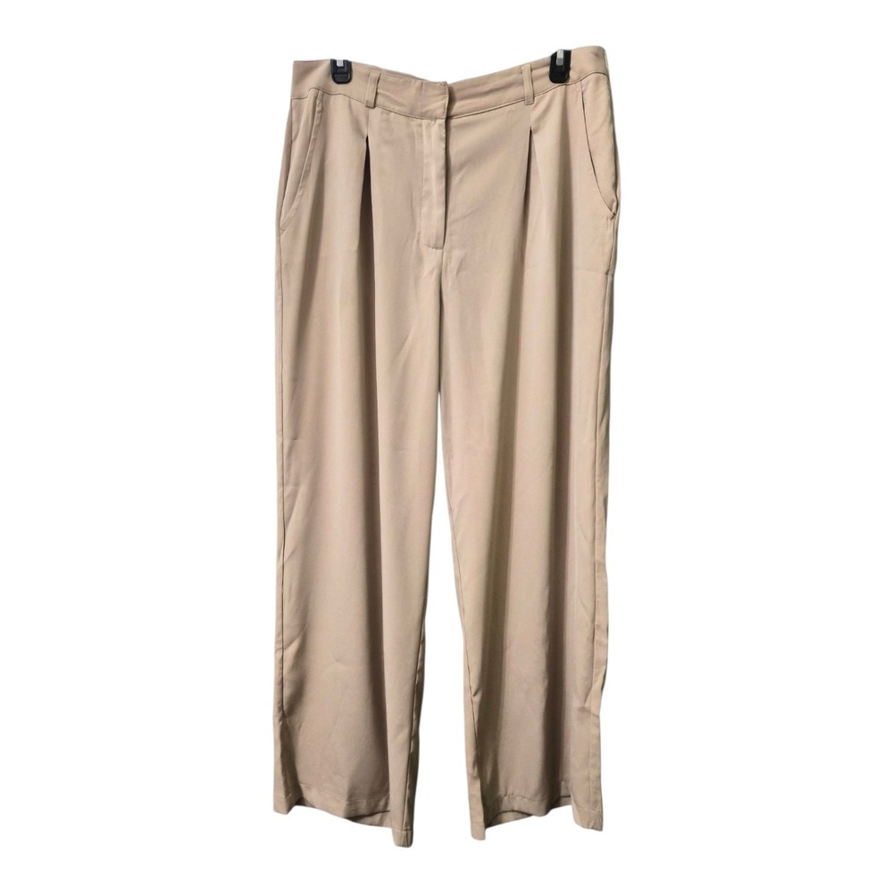Max Studio NWT XL Latte Pleated Wide Leg Pants High Rise Trousers Quiet Luxury